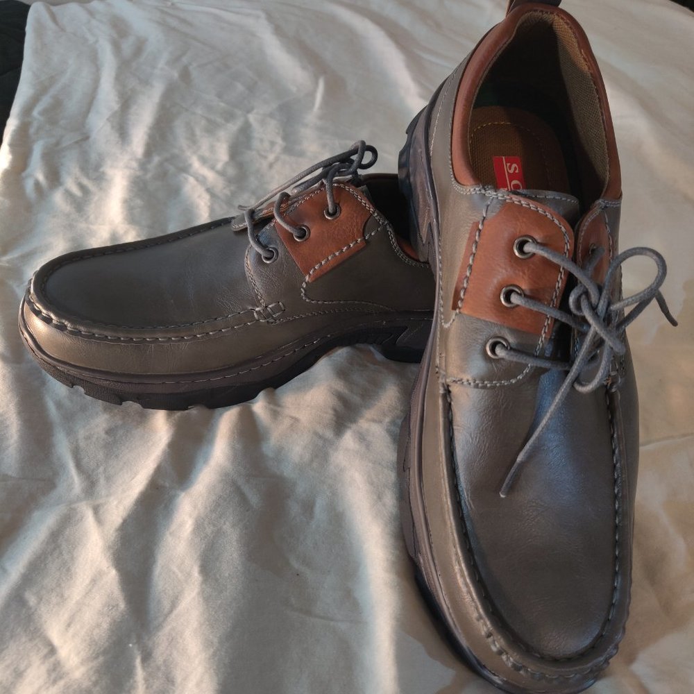 Solo Casual Grey Lace Up Loafers